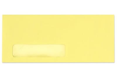 LUX Pastels Moistenable Glue #10 Window Envelope, 4 1/2 x 9 1/2, Pastel Cary Yellow, 250/Box (1182