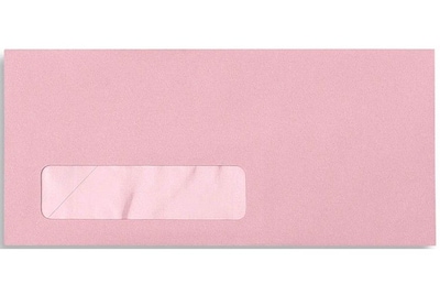 LUX Moistenable Glue #10 Window Envelope, 4 1/2 x 9 1/2, Pastel Pink, 50/Pack (27419-50)