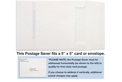 LUX 7 1/4" x 5 1/4" 70lbs. Postage Saver Envelopes W/Peel & Press, Bright White, 50/Pack