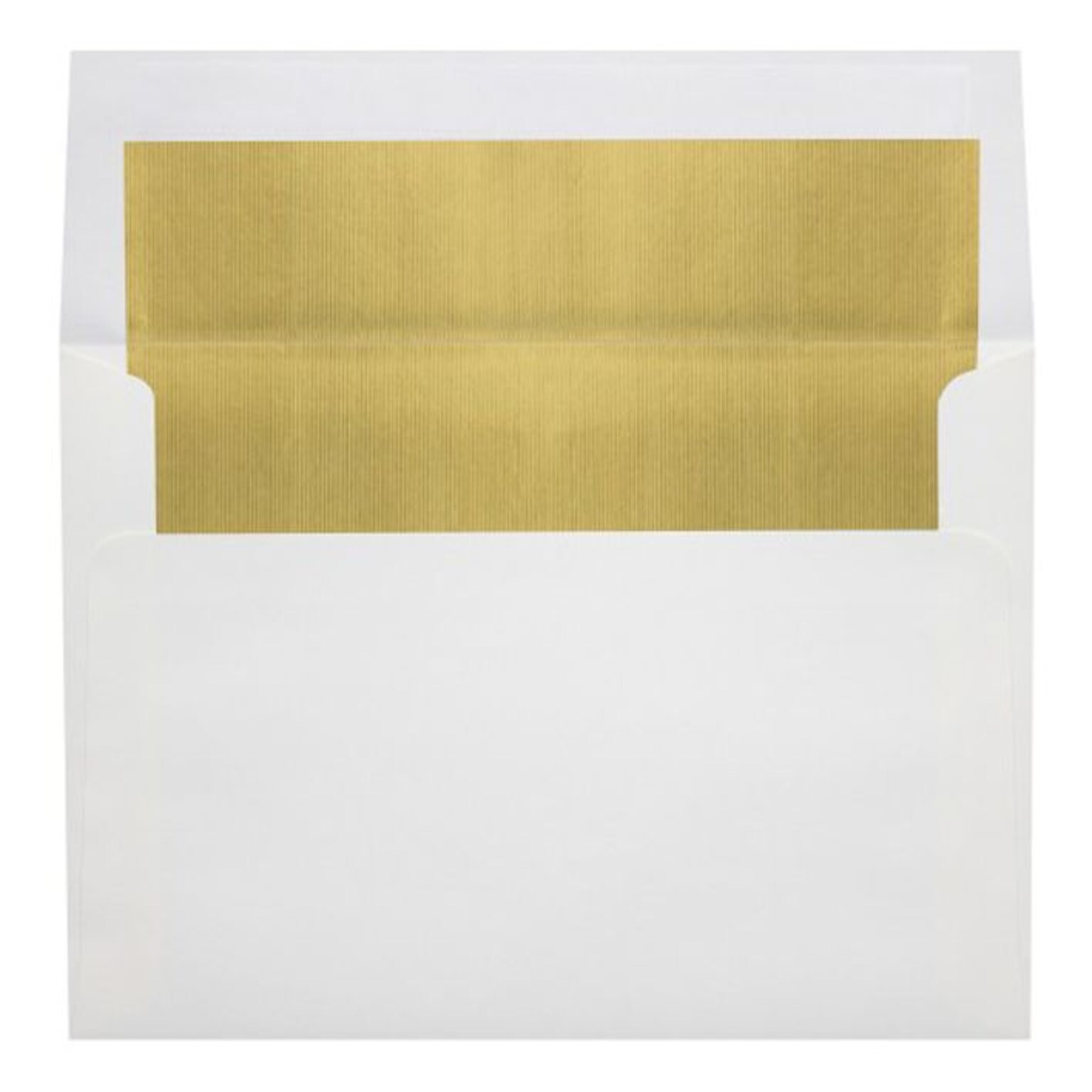 LUX® 60lb 4 1/4x6 1/4 Square Flap Envelopes W/Peel&Press; White W/Gold LUX, 500/BX