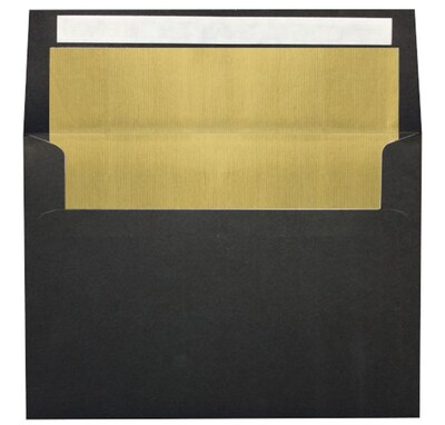 LUX A7 Foil Lined Invitation Envelopes (5 1/4 x 7 1/4) 500/Box, Black w/Gold LUX Lining (FLBK4880-04