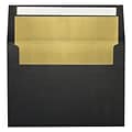 LUX A7 Foil Lined Invitation Envelopes (5 1/4 x 7 1/4) 50/Box, Black w/Gold LUX Lining (FLBK4880-04-50)