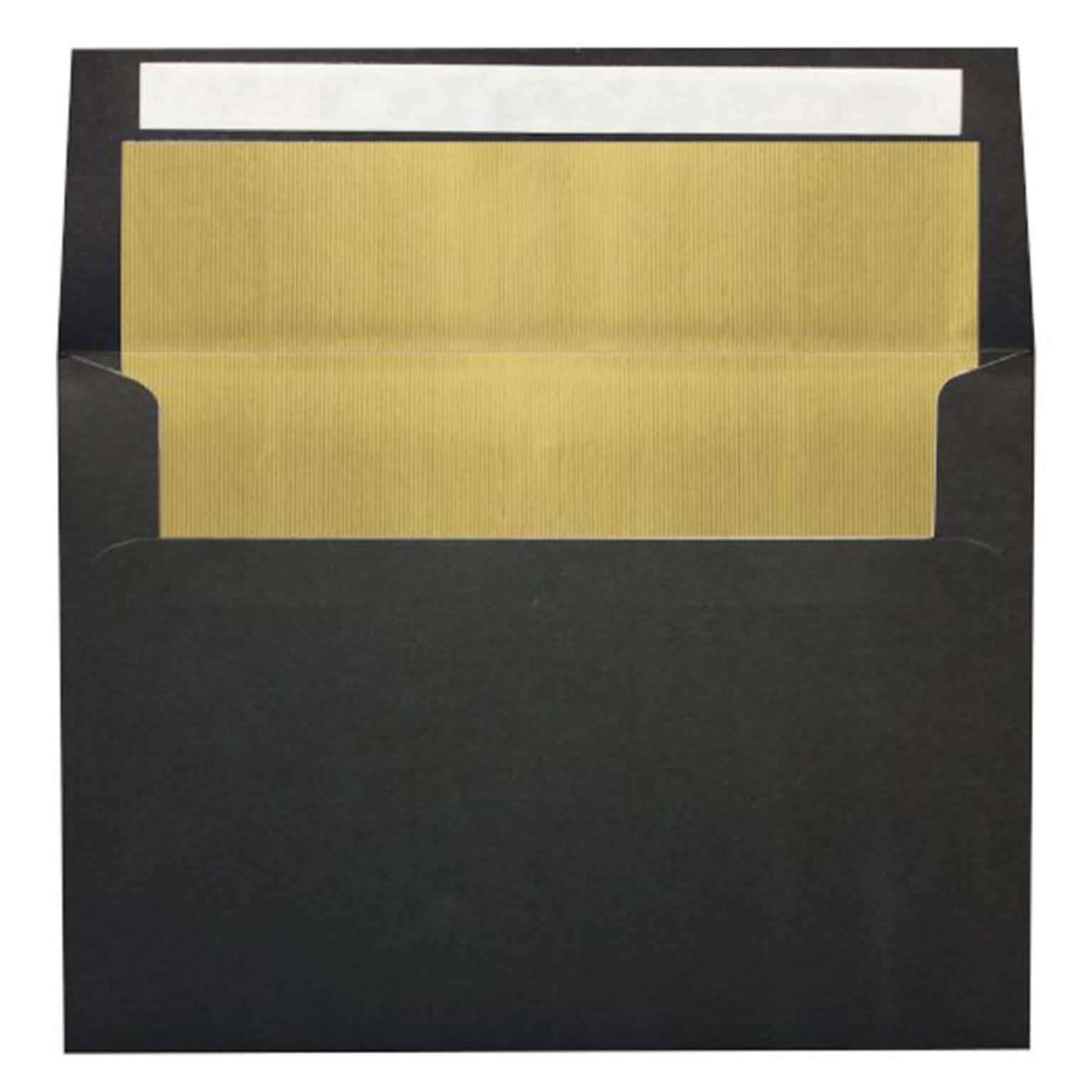 LUX A7 Foil Lined Invitation Envelopes (5 1/4 x 7 1/4) 500/Box, Black w/Gold LUX Lining (FLBK4880-04-500)