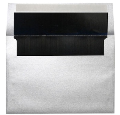 LUX A7 Foil Lined Invitation Envelopes (5 1/4 x 7 1/4) 50/Box, Silver w/Black LUX Lining (FLSL4880-0