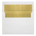 Lux® 5 1/4 x 7 1/4 60lbs. Lined Envelopes W/Peel & Press; White/Gold LUX Lining