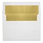 Lux® 5 1/4" x 7 1/4" 60lbs. Lined Envelopes W/Peel & Press; White/Gold LUX Lining