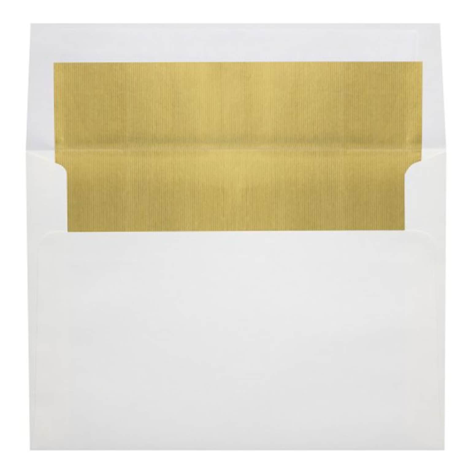Lux® 5 1/4 x 7 1/4 60lbs. Lined Envelopes W/Peel & Press; White/Gold LUX Lining