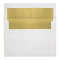 LUX A8 Foil Lined Invitation Envelopes (5 1/2 x 8 1/8) 50/Box, White w/Gold LUX Lining (FLWH4885-04-50)