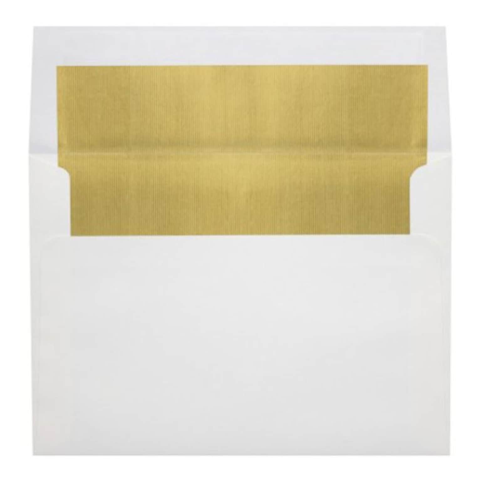 LUX A8 Foil Lined Invitation Envelopes (5 1/2 x 8 1/8) 500/Box, White w/Gold LUX Lining (FLWH4885-04-500)