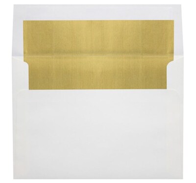 Lux® 5 3/4 x 8 3/4 60lbs. Square Flap Envelopes W/Peel & Press; White/Gold LUX Lining