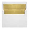 Lux® 5 3/4 x 8 3/4 60lbs. Square Flap Envelopes W/Peel & Press; White/Gold LUX Lining