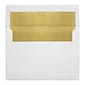 Lux® 5 3/4" x 8 3/4" 60lbs. Square Flap Envelopes W/Peel & Press; White/Gold LUX Lining