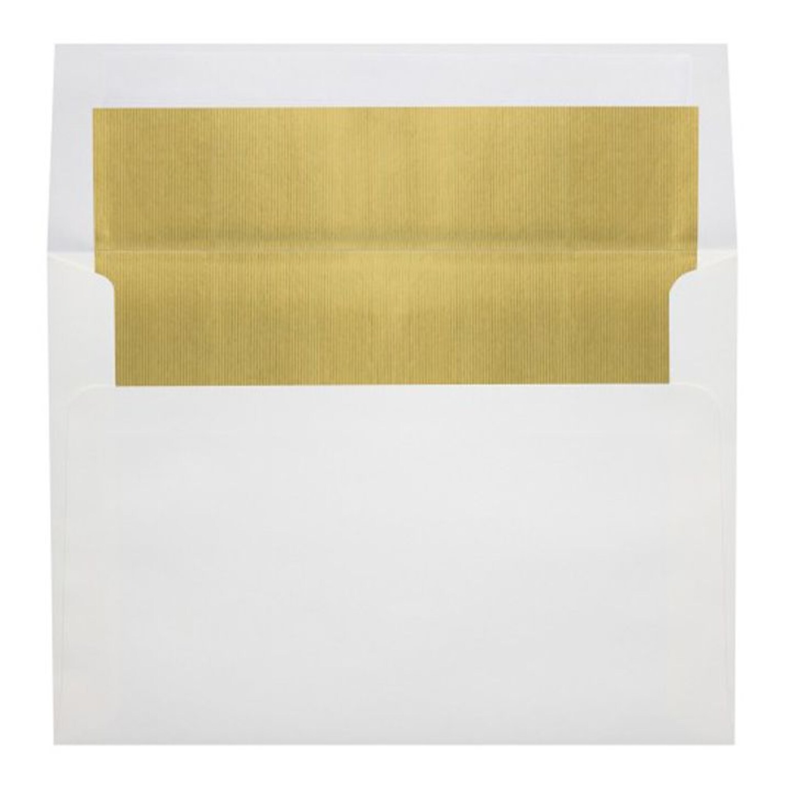 LUX® 60lb 5 3/4x8 3/4 Square Flap Envelopes W/Peel&Press; White/Gold, 500/BX