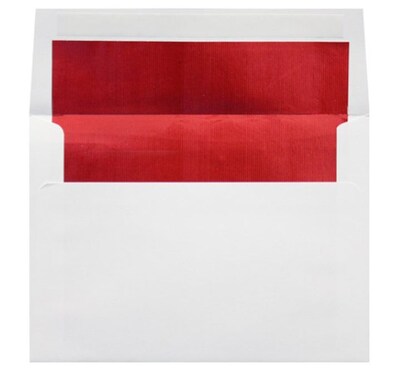 LUX 60lbs. 5 3/4 x 8 3/4 A9 Invitation Envelopes W/Peel & Press, White/Red LUX, 250/BX