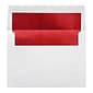 LUX 60lbs. 5 3/4" x 8 3/4" A9 Invitation Envelopes W/Peel & Press, White/Red LUX, 250/BX