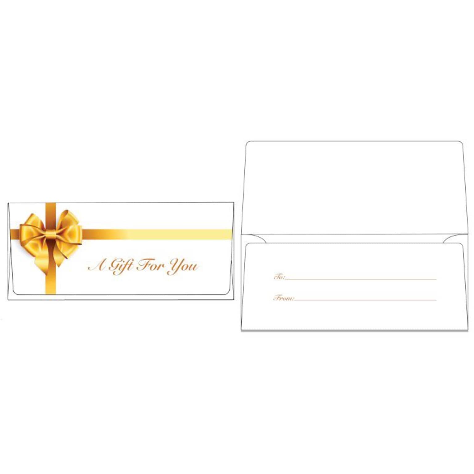 LUX Square Flap Open End Currency Envelope, 2 7/8 x 6 1/2, Gold Bow, 1000/Box (CUR-99-1000)