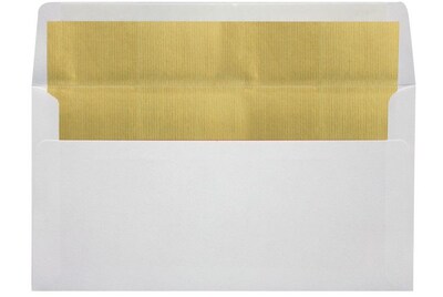 LUX® 60lb 4 3/8x8 1/4 Square Flap Photo Greeting Envelopes, White W/Gold LUX, 250/BX