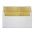 LUX® 60lb 4 3/8x8 1/4 Square Flap Photo Greeting Envelopes, White W/Gold LUX, 250/BX