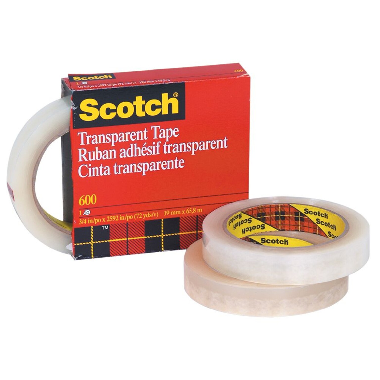 Scotch MultiTask Transparent Clear Tape, 1 x 72 yds., 3 Core, Clear, 12 Rolls/Pack (T96560012PK)