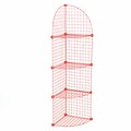 Mini Grid Corner Unit, 4 Shelves, Red