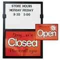 Open/Closed Sign W/ Message Board; Vertical, Black