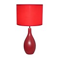 Simple Designs Oval Base Ceramic Table Lamp, Red Finish