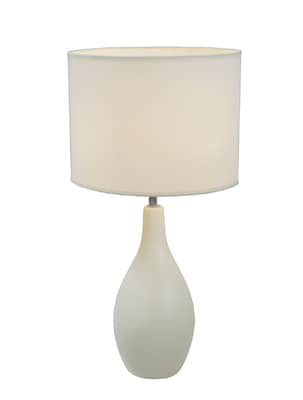 Simple Designs Oval Base Ceramic Table Lamp, White Finish