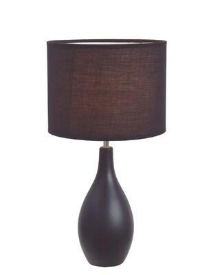 Simple Designs Oval Base Ceramic Table Lamp, Black Finish