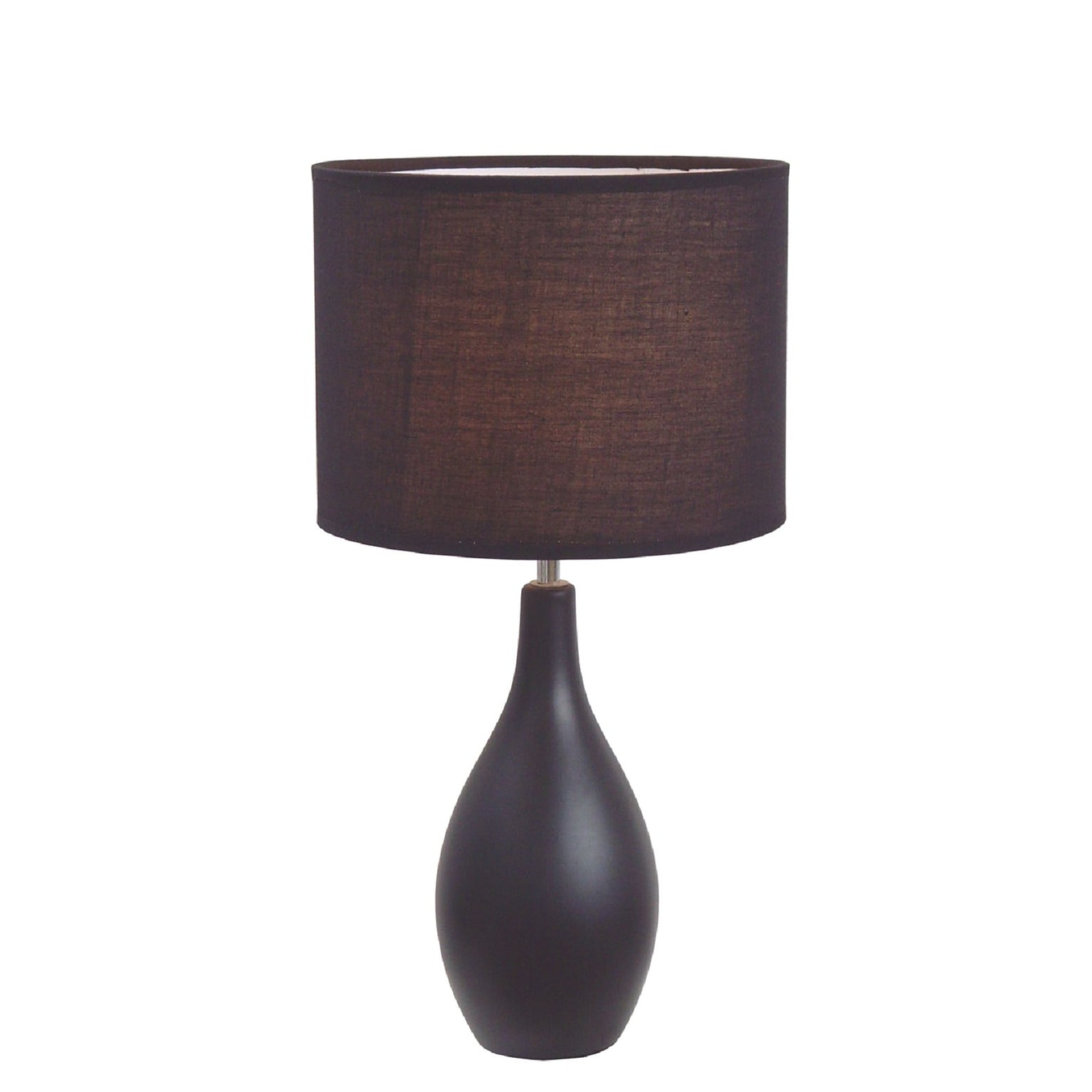 Simple Designs Oval Base Ceramic Table Lamp, Black Finish