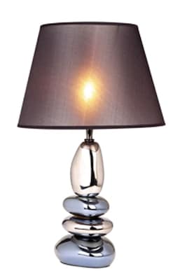 Elegant Designs Stacked Ceramic Table Lamp With Chrome and Metallic Blue Stones, Chrome Finish