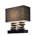 Elegant Designs Rectangular Dual Stacked Stone Ceramic Table Lamp With Black Shade