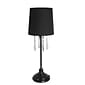 Simple Designs Table Lamp With Shade and Hanging Acrylic Beads, Black