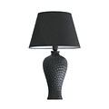 Simple Designs Texturized Curvy Ceramic Table Lamp, Black Finish