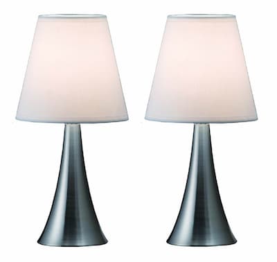 Simple Designs Two Pack Mini Touch Table Lamp Set With White Shade