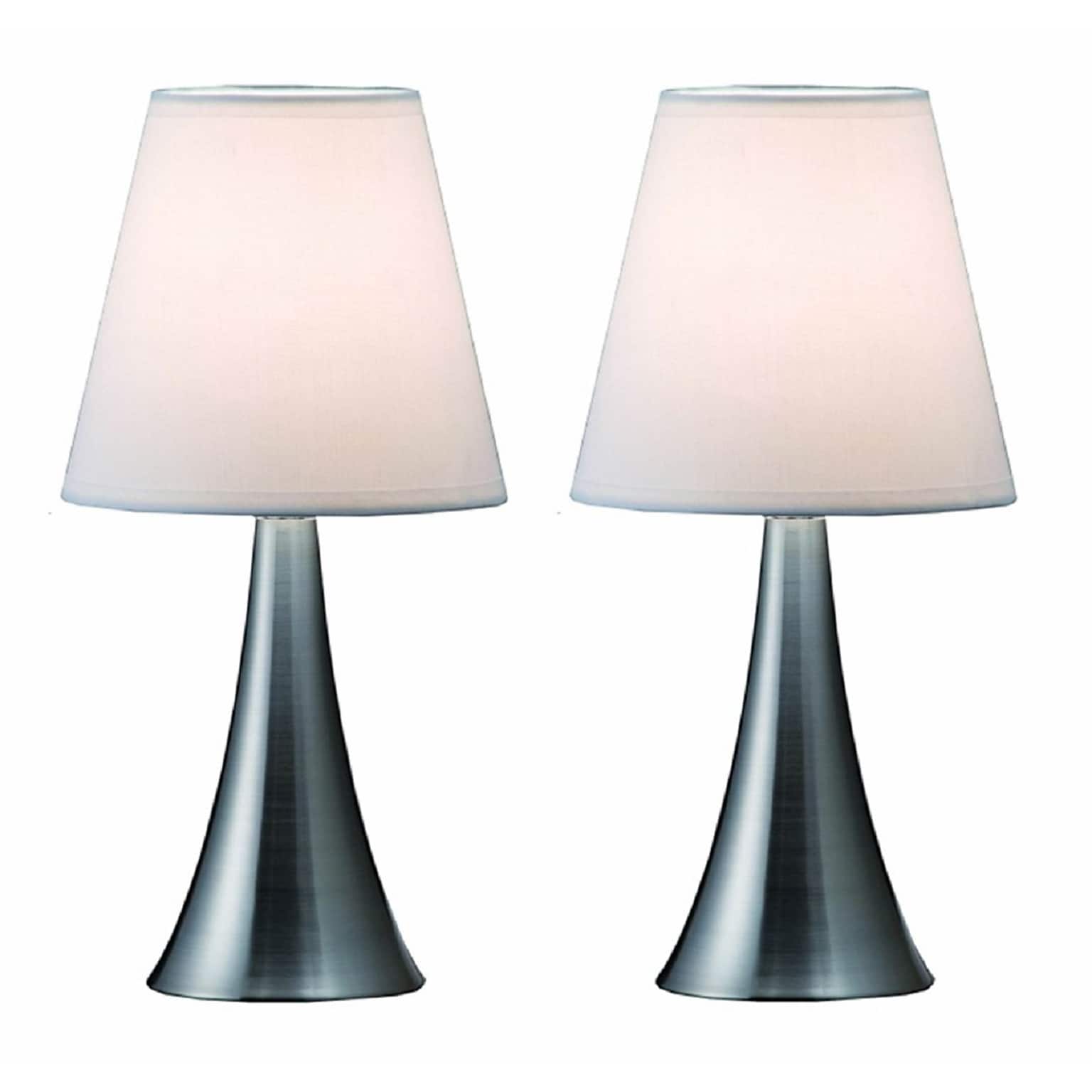 Simple Designs Two Pack Mini Touch Table Lamp Set With White Shade