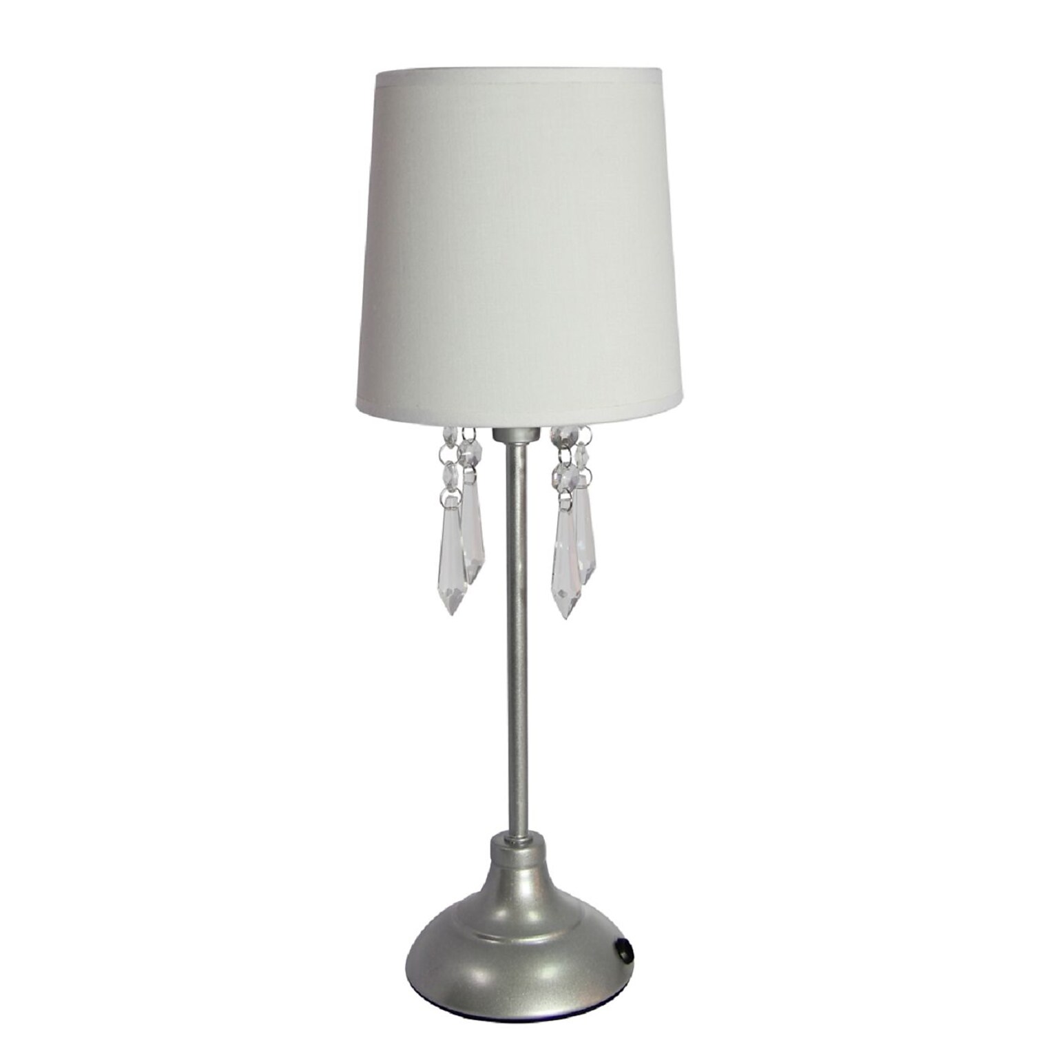 Simple Designs Table Lamp With Shade and Hanging Acrylic Beads, White