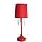 Simple Designs Table Lamp With Shade and Hanging Acrylic Beads, Red