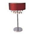 Elegant Designs Trendy Crystal Table Lamp With Red Drum Shade, Chrome Finish