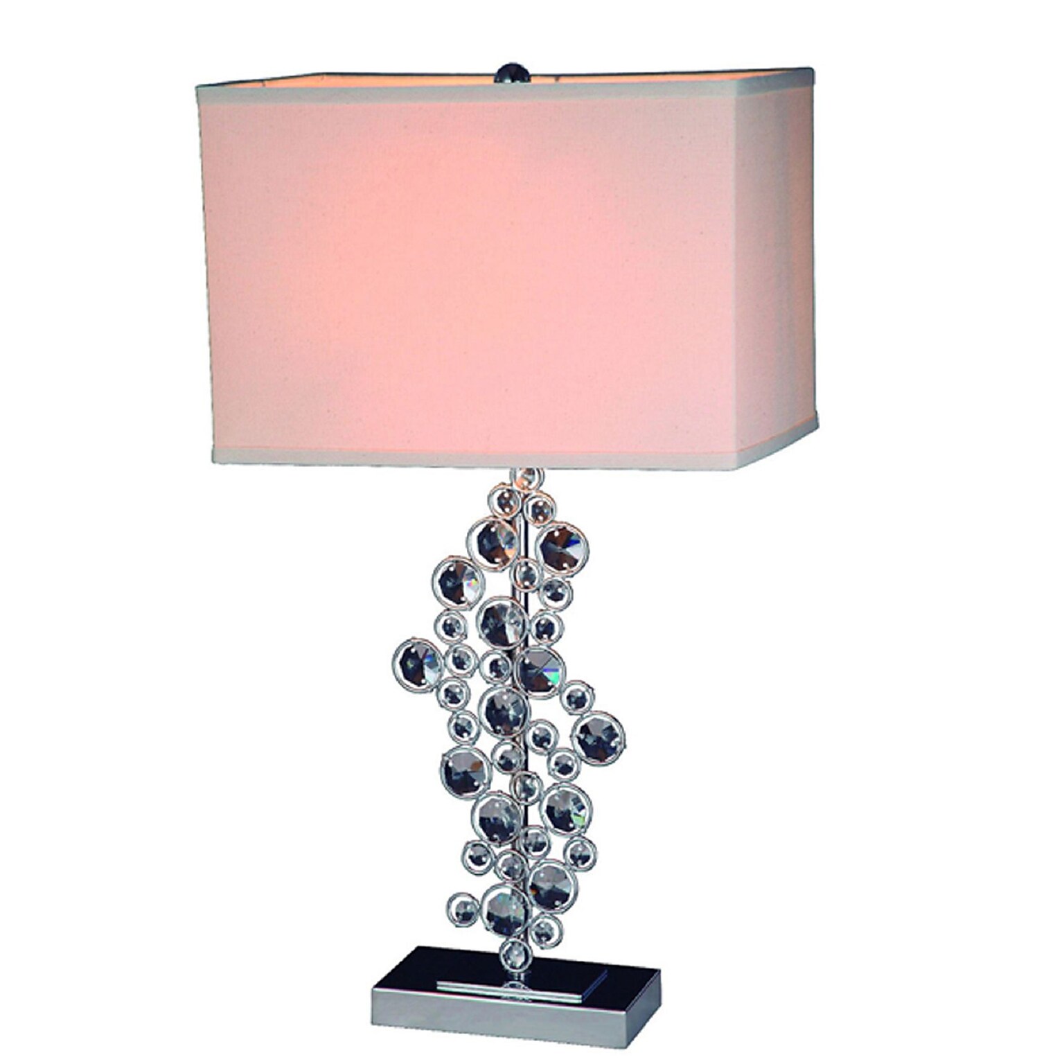 Elegant Designs Sequin Table Lamp With Prismatic Crystals, Chrome Finish