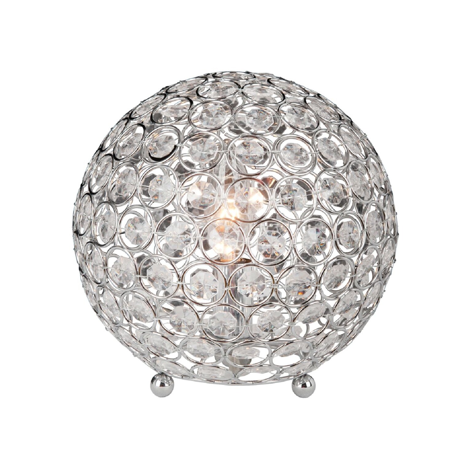 Elegant Designs Crystal Ball Table Lamp, Chrome Plated Finish