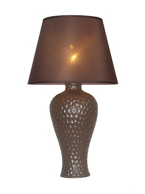 Simple Designs Texturized Curvy Ceramic Table Lamp, Brown Finish