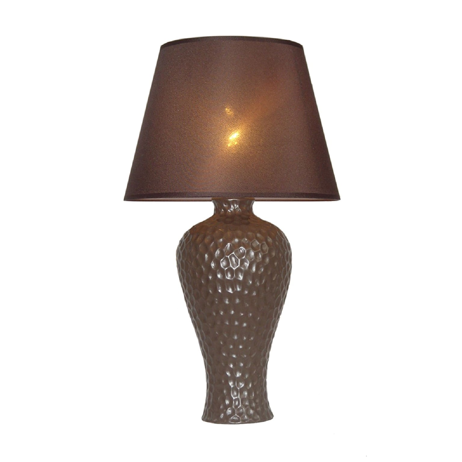 Simple Designs Texturized Curvy Ceramic Table Lamp, Brown Finish