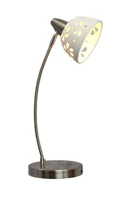 Simple Designs Porcelain Flower Incandescent Desk Lamp, White