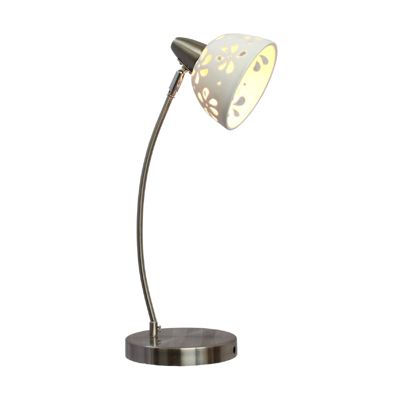 Simple Designs Porcelain Flower Incandescent Desk Lamp, White