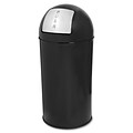 Genuine Joe® 12 gal Classic Round Top Push Receptacle With Spring Loaded Door, Black