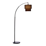 Adesso® Gala 71H Adjustable Arc Floor Lamp, Matte Black with Black Fabric Shade (3029-01)