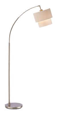 Adesso® Gala 71H Adjustable Arc Floor Lamp, Brushed Steel with Natural Fabric Shade (3029-12)