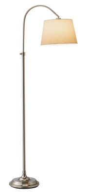 Adesso® Bonnet 62H Adjustable Floor Lamp, Brushed Steel with White Drum Shade (3188-22)