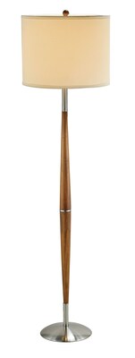 Adesso® Hudson 61H Dark Maple Floor Lamp with White Fabric Drum Shade (3341-13)