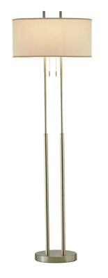 Adesso® Duet 62H Floor Lamp, Brushed Steel with Ivory Fabric Shade (4016-22)